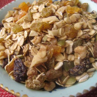 Slightly Sweet Granola with Mixed Dried Fruits, Nuts and Seeds