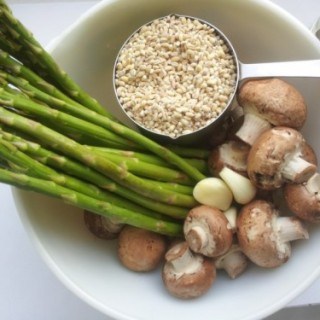Barley Risotto with Asparagus and Mushrooms