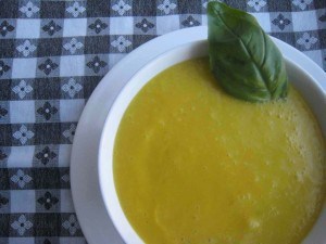Chilled Cantaloupe Orange Basil Soup