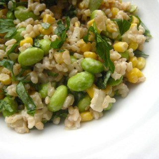 Edamame Brown Rice Salad with Tahini Dressing