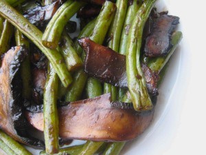 greenbean portobello stir fry with soy mustard glaze