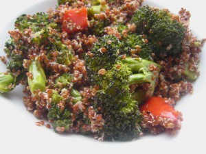 Red Quinoa and Roasted Broccoli Salad