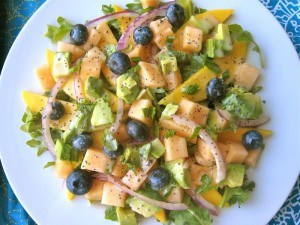 mango melon salad with orange poppyseed dressing