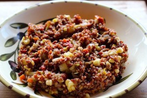 red rice with green chiles and corn