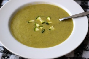 cold zucchini potato soup with a hint of lemon