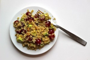 quinoa salad with avocado and red grapes