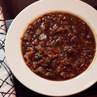 Hearty Porcini Mushroom and Brown Rice Soup