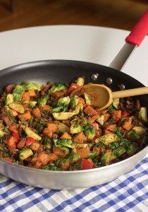 sweet potato and brussel sprout hash