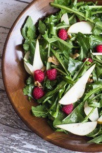 warm dandelion greens salad