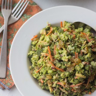 Raw Broccoli Salad with Tahini Dressing