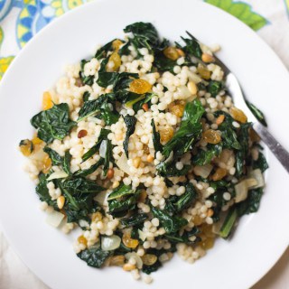 Israeli Couscous with Kale and Raisins