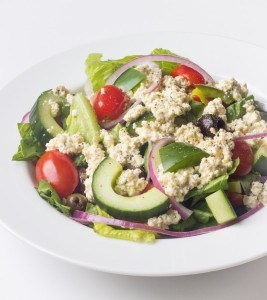 greek salad with tofu feta